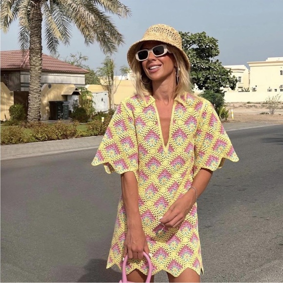 Zara Crochet Mini Dress Small - Picture 2 of 14